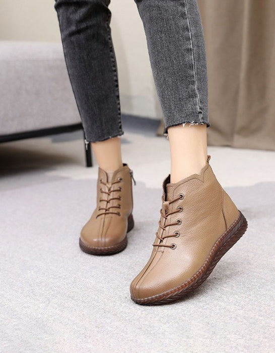 Bottes à lacets en cuir rétro printanières