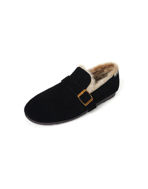 Belt Buckle Round-toe Lambswool Winter Clogs Black (Size 34-Size42) March Shoes Collection 2026 98.00