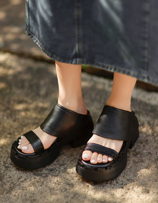 Handmade Summer Open Toe Platform Sandals Slippers