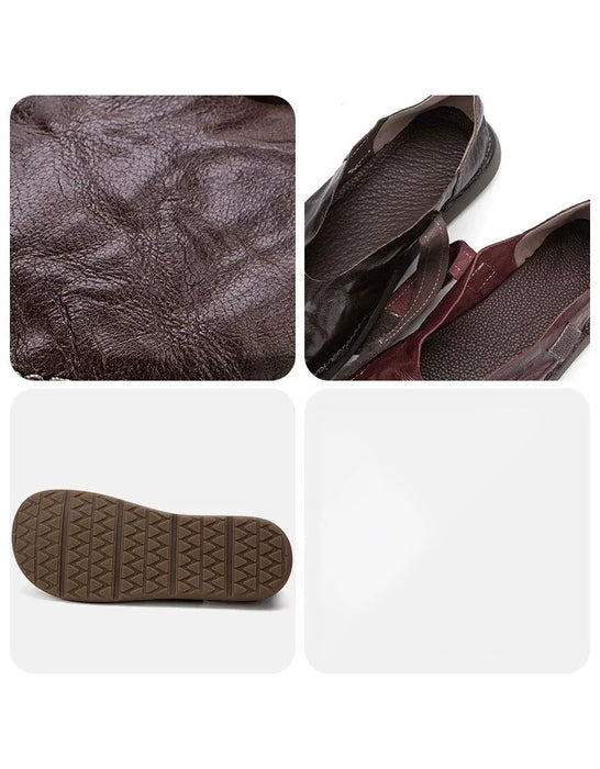 Spring Round Toe Soft Sole Handmade Retro Flat Shoes