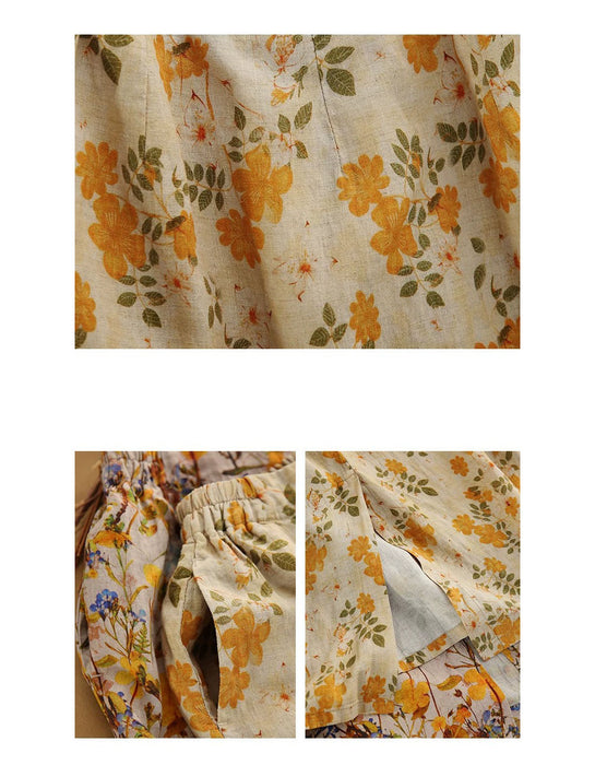 Summer Comfortable Vintage Linen Floral Skirts Buykud skirts 48.00