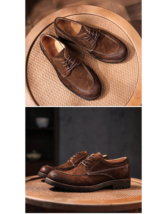 Hand-sewn Suede British Derby Suede Leather Shoes