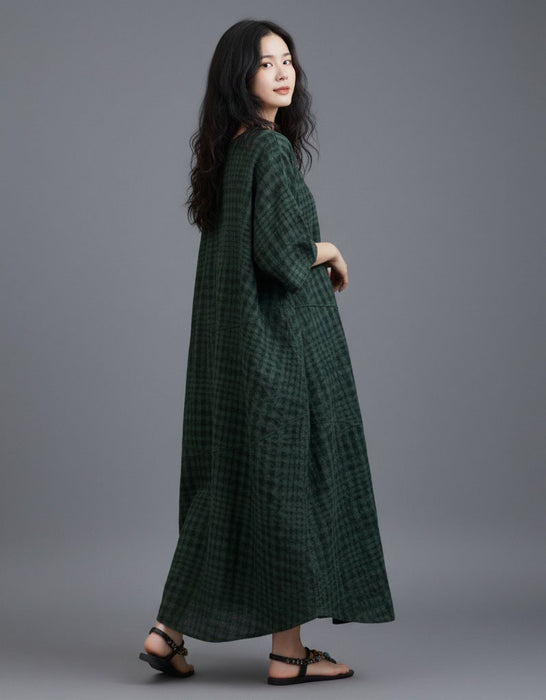 Summer Comfortable Cotton Linen Loose Casual Long Dress Buykud Dress 89.00