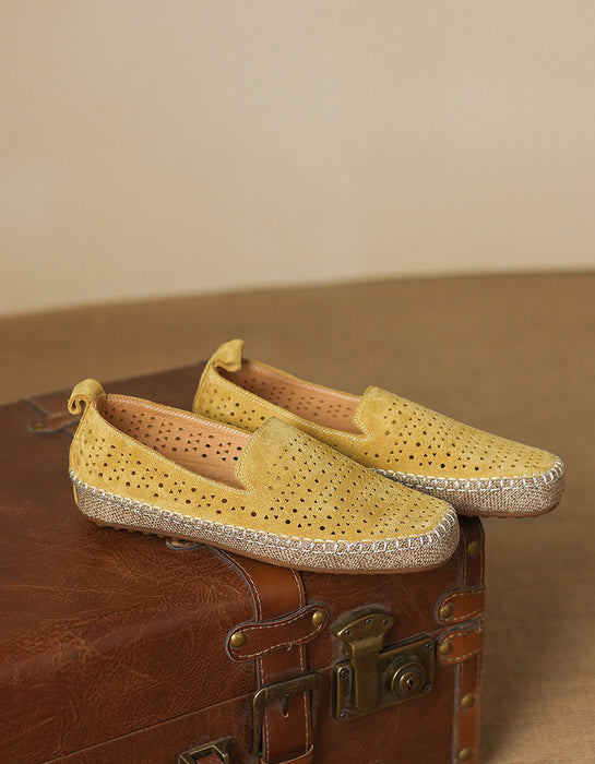 Summer Hollow Suede Linen Handmade Soft Sole Flat Shoes June Shoes Collection 2026 96.00