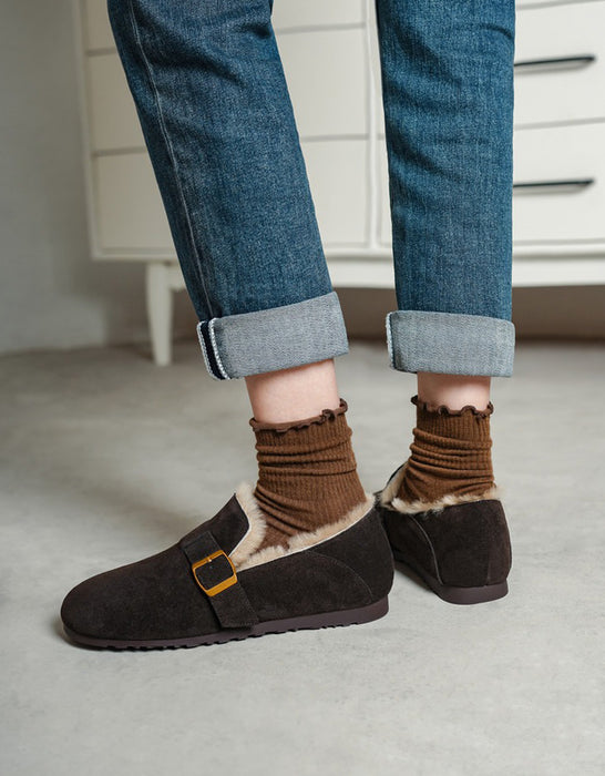Belt Buckle Round-toe Lambswool Winter Clogs (Size 34-Size42) March Shoes Collection 2026 98.00