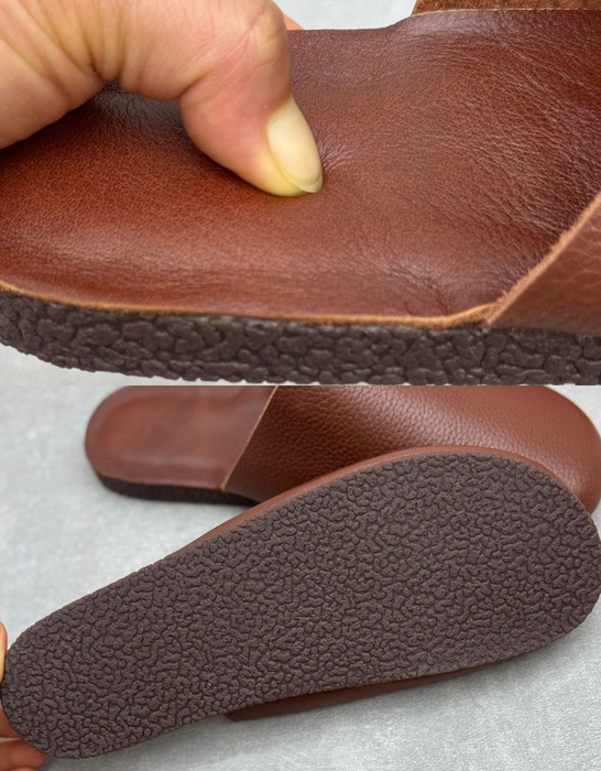 Obiono Round Toe Comfortable Soft Sole Leather Mules SlippersJuly Shoes Collection 2026 69.99