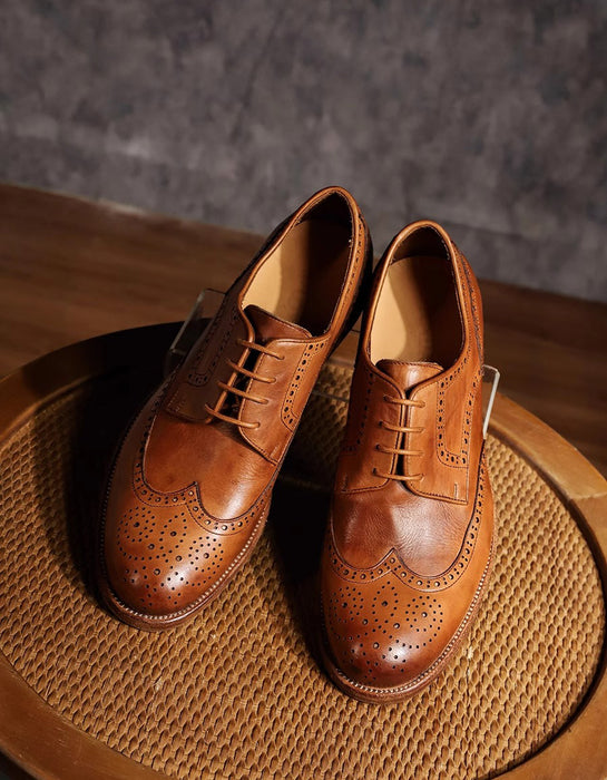Genuine Leather Handmade Brogue Carved Oxford Shoes for Men — Obiono