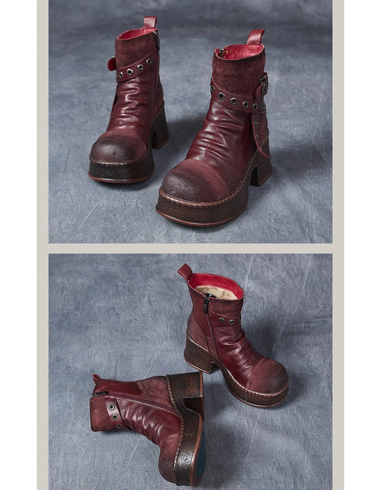 Winter Autumn Ankle Strap Platform Chunky Boots