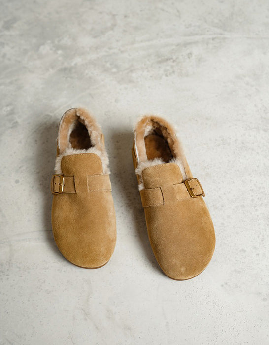 Belt Buckle Round-toe Lambswool Winter Clogs (Size 34-Size42) March Shoes Collection 2026 98.00