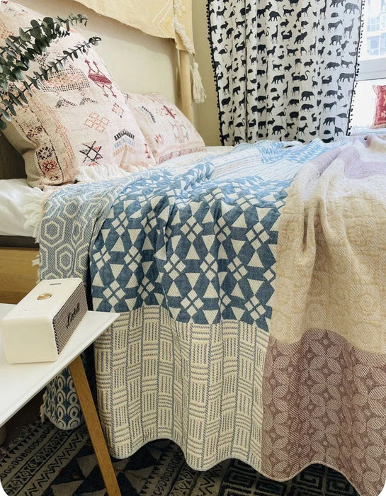 Vintage Plaid Tassel Edge BedCover Blanket