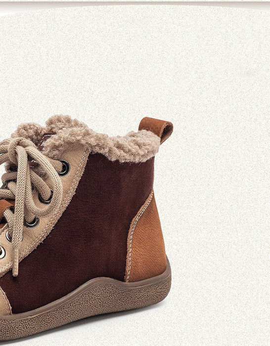 Vintage Color Match Non-slip Fur Lining Winter Sneakers