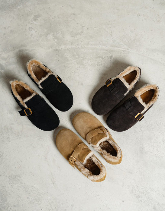 Belt Buckle Round-toe Lambswool Winter Clogs (Size 34-Size42) March Shoes Collection 2026 98.00