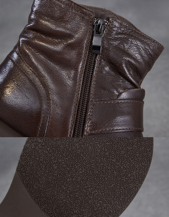 Women's Autumn Winter Genuine Leather Buckle Front Ankle Slouch Boots, Obiono Oct Shoes Collection 2026, 95.00