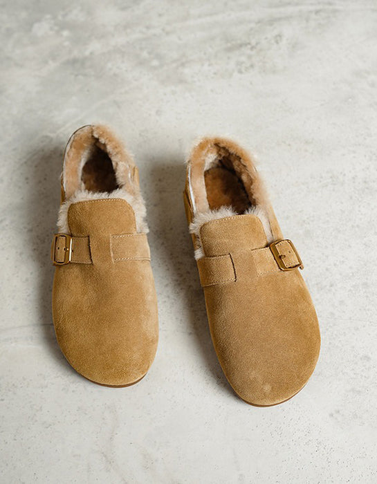 Belt Buckle Round-toe Lambswool Winter Clogs (Size 34-Size42) March Shoes Collection 2026 98.00