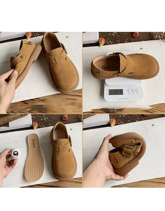 Wide Toe Box Comfortable Suede Flat Shoes Clogs
