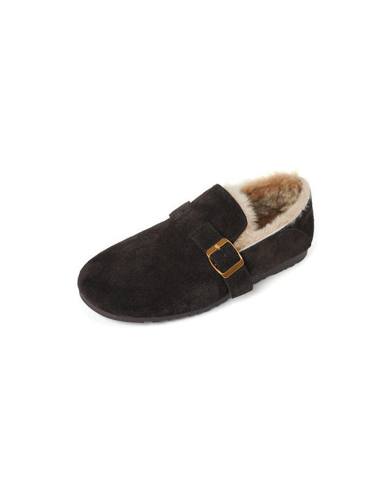 Belt Buckle Round-toe Lambswool Winter Clogs Coffee (Size 34-Size42) March Shoes Collection 2026 98.00