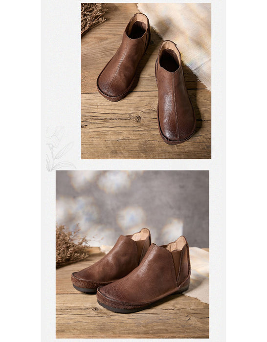 Bottes d'hiver en coton tricotées en cuir rétro faites à la main