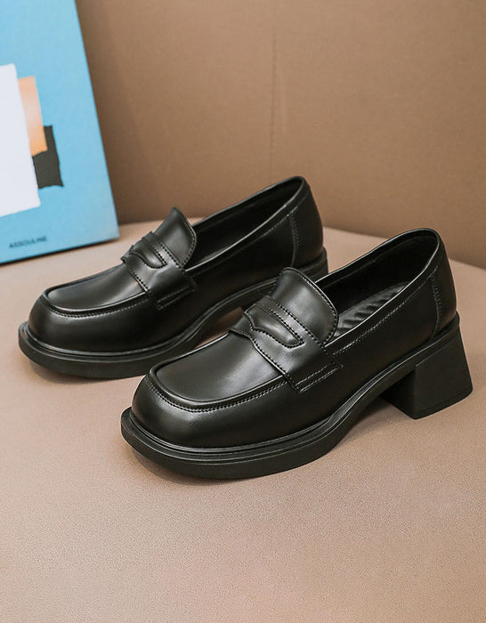 Comfortable Sole Chunky Heels Loafers