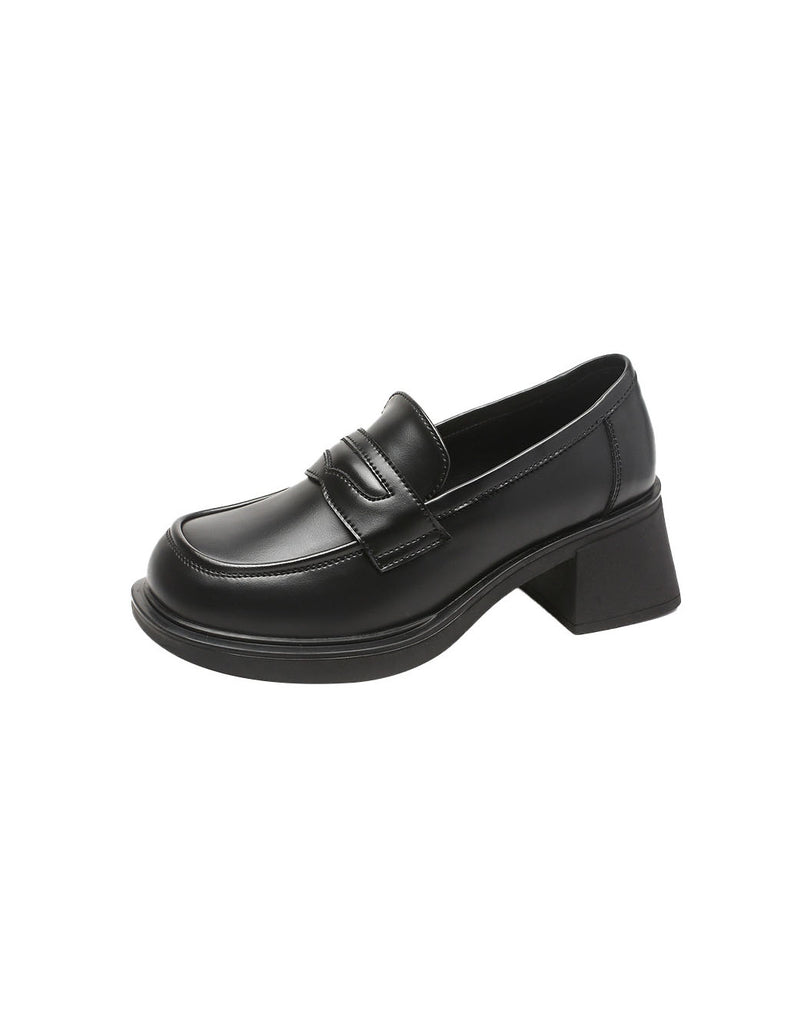Comfortable Sole Chunky Heels Loafers — Obiono