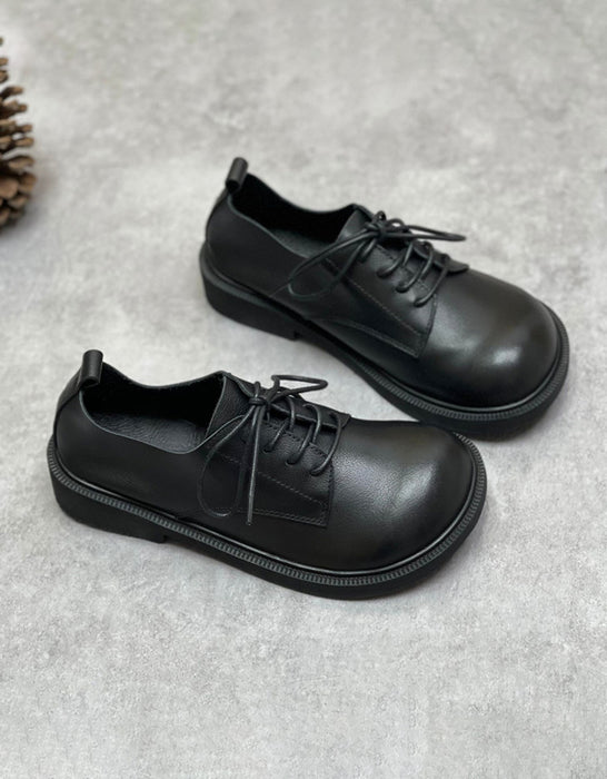 Soft Leather Lace-up Comfortable Wide Toe Box Shoes — Obiono