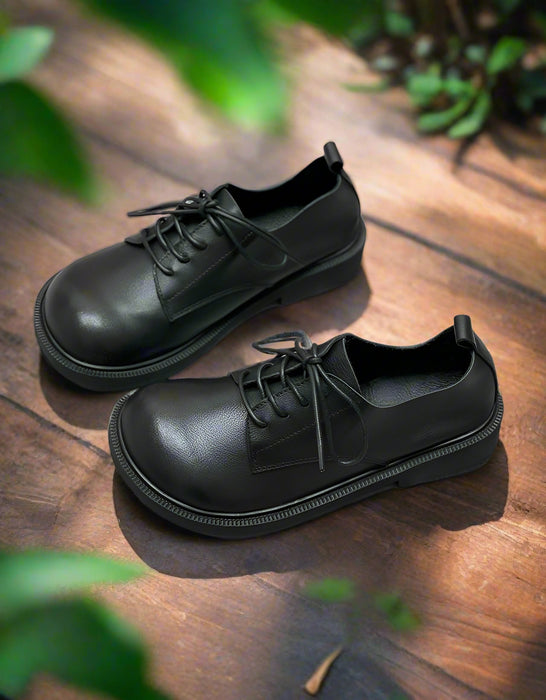 wide toe dress shoes for women Soft Leather Lace-up Comfortable Wide Toe Box Shoes