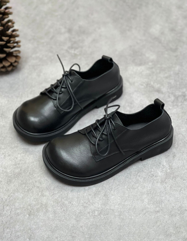Soft Leather Lace-up Comfortable Wide Toe Box Shoes — Obiono