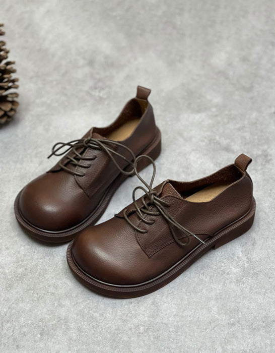 [Clearance] Soft Leather Lace-up Comfortable Wide Toe Box Shoes 38