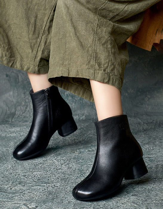 Winter Autumn Handmade Elegant Chunky Heels Boots