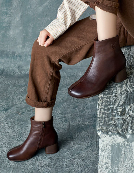 Winter Autumn Handmade Elegant Chunky Heels Boots