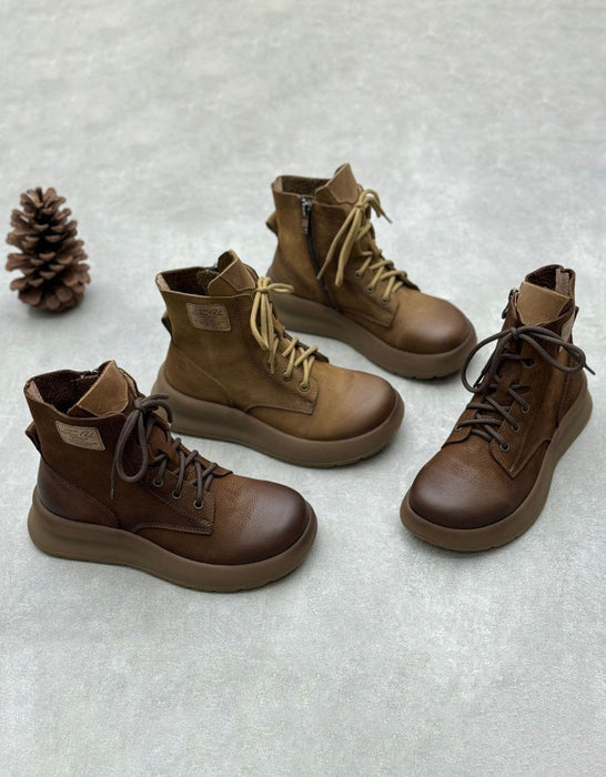 Botas de invierno cómodas con puntera ancha y piel