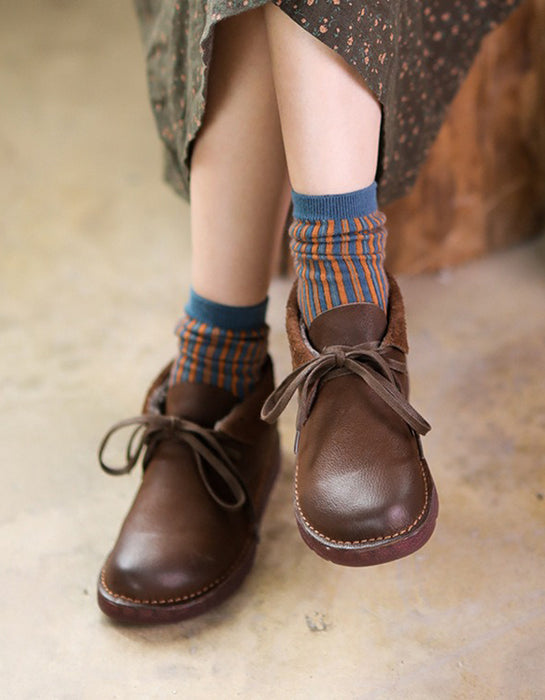 Soft Leather Comfortable Handmade Retro Flat Walking Shoes