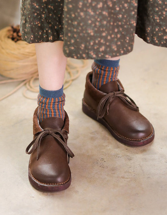 Soft Leather Comfortable Handmade Retro Flat Walking Shoes