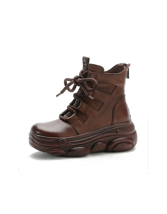 Winter Autumn Retro Leather Anti-slip Platform Boots
