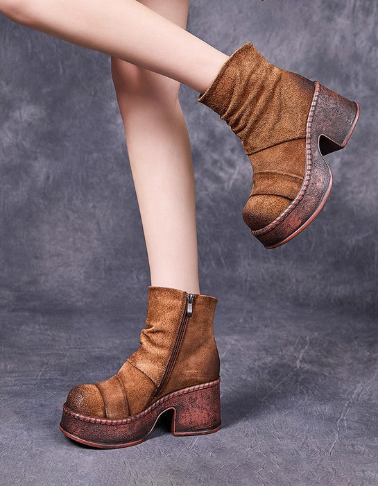 Autumn Winter Women Suede Chunky Platform Boots