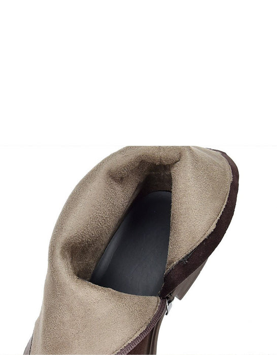 Genuine Leather Winter Autumn Side Tassel Mid-calf Boots