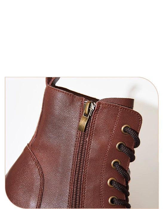 Winter Autumn Lace up Wide Toe Box Chunky Platform Boots