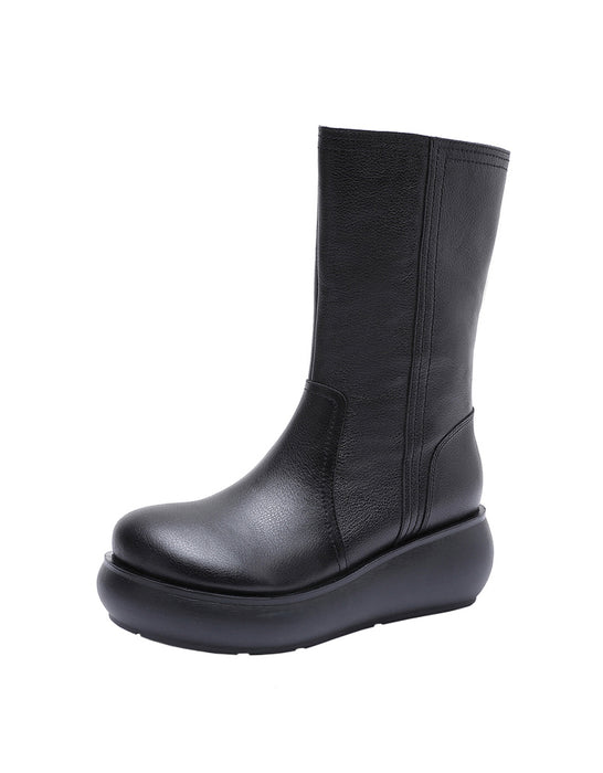 Asterisco Bottes Mi-Mollet Compensées Femme - Talons Hauts Plateforme, Bout Rond, Taille 32-49