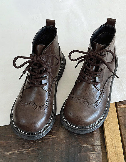 Chaussures Oxford Brogue marron pour femmes à talon bas - Chaussures Chaussures Oxford Brogue marron pour femmes à talon bas - Chaussures