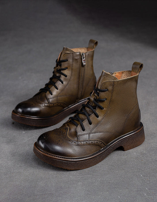 Winter Autumn Round Toe Brogue Style British Style Boots