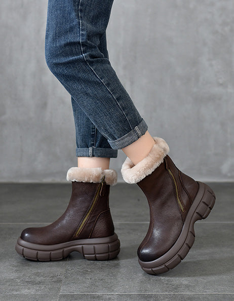 Comfortable Fur Liner Wide Toe Box Platform Winter Boots