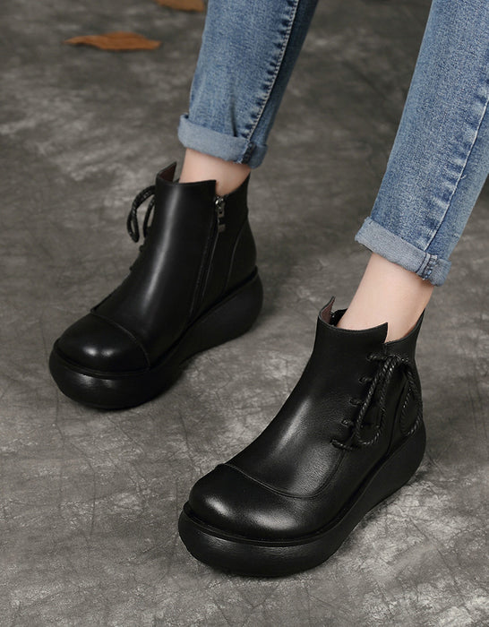 Wedges Platform Leather Retro Women Autumn shoes Obiono Wedges Platform Leather Retro Women Autumn shoes Obiono