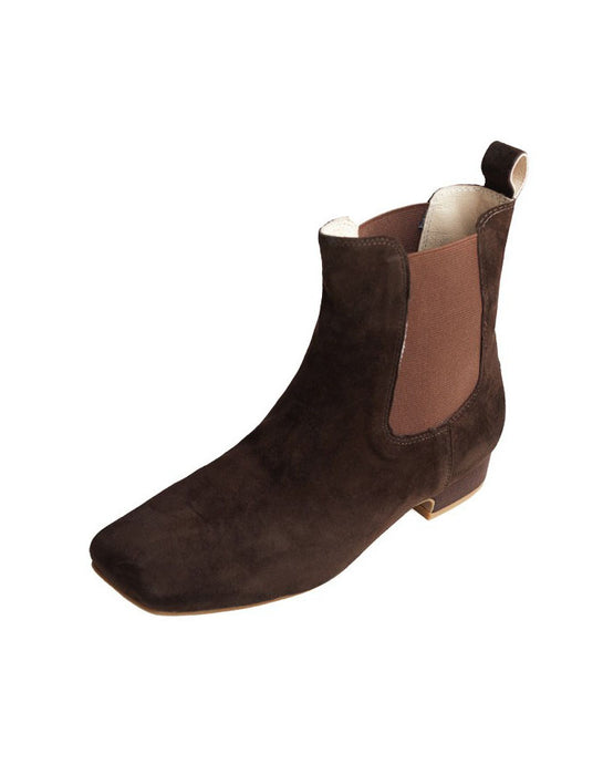 Autumn Winter Square Toe Side Elastic Slip-on Ankle Boots