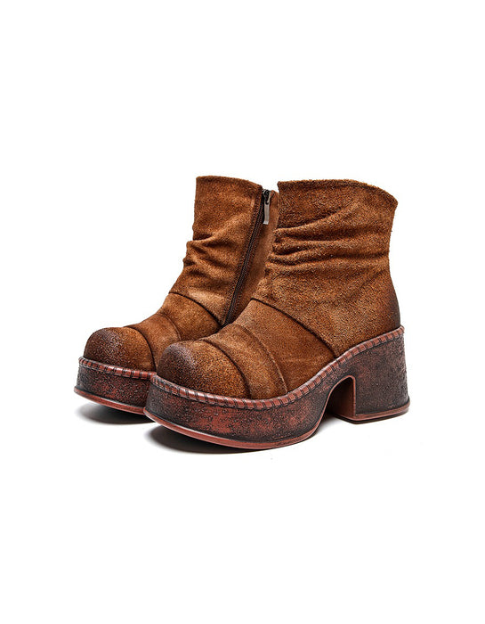 Autumn Winter Women Suede Chunky Platform Boots