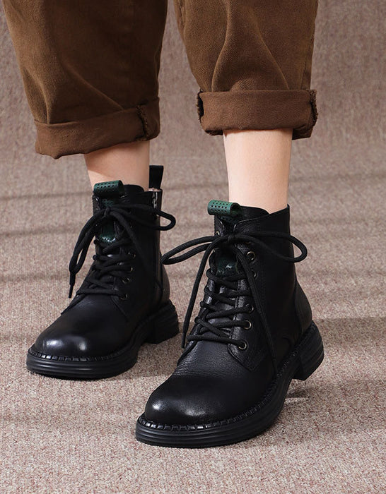 Wide Toe Box Non-slip Leather Retro Ankle Boots — Obiono