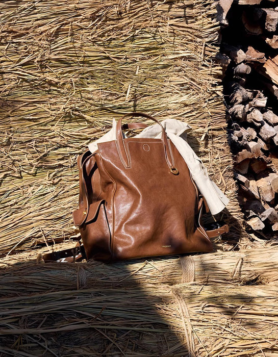 Genuine Leather Handmade Leather Laptop Backpack brown