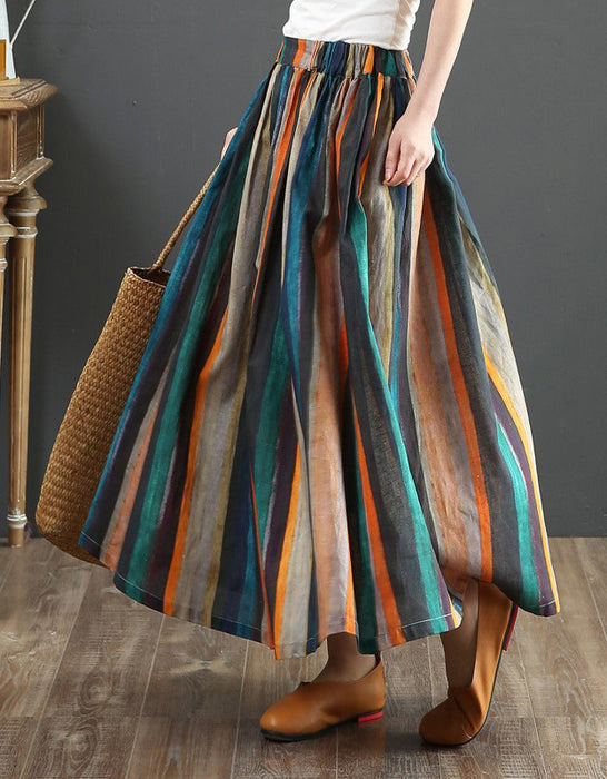 Women's Summer Linen Floral Skirt