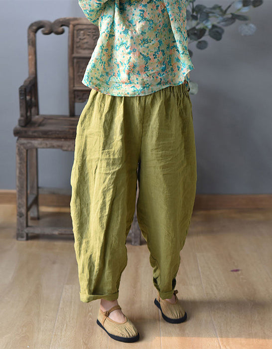 Over Size 9-point Pure Linen Trousers