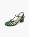 Handmade Velvet T-strap Vintage Chunky Heels Sandals Green July Shoes Collection 2026 95.00
