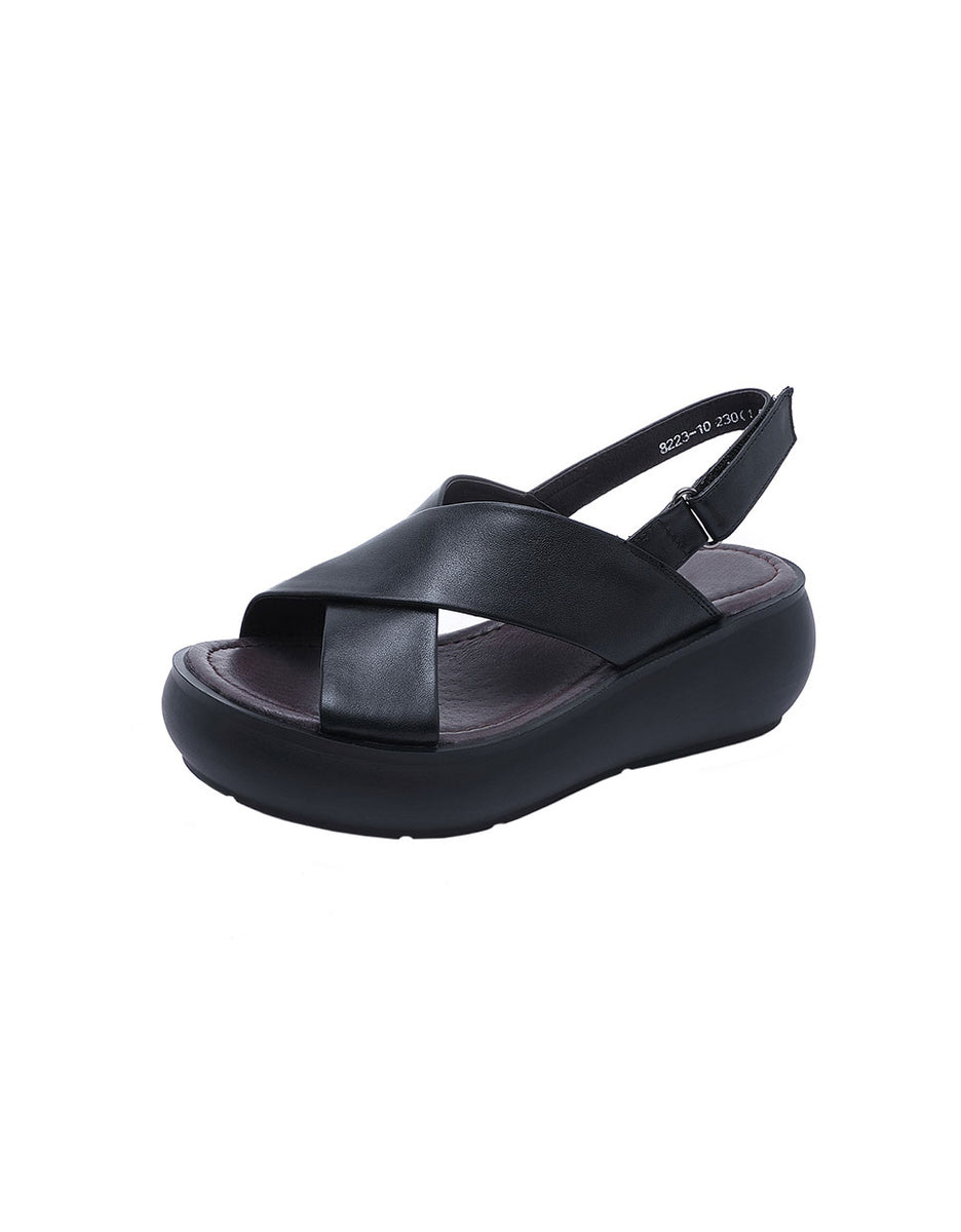 Summer Fish-Toe Cross Strap Wedge Sandals — Obiono