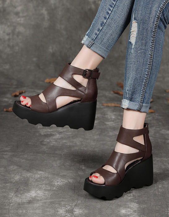 Open Toe Ankle Strap Wedges Sandals for Women